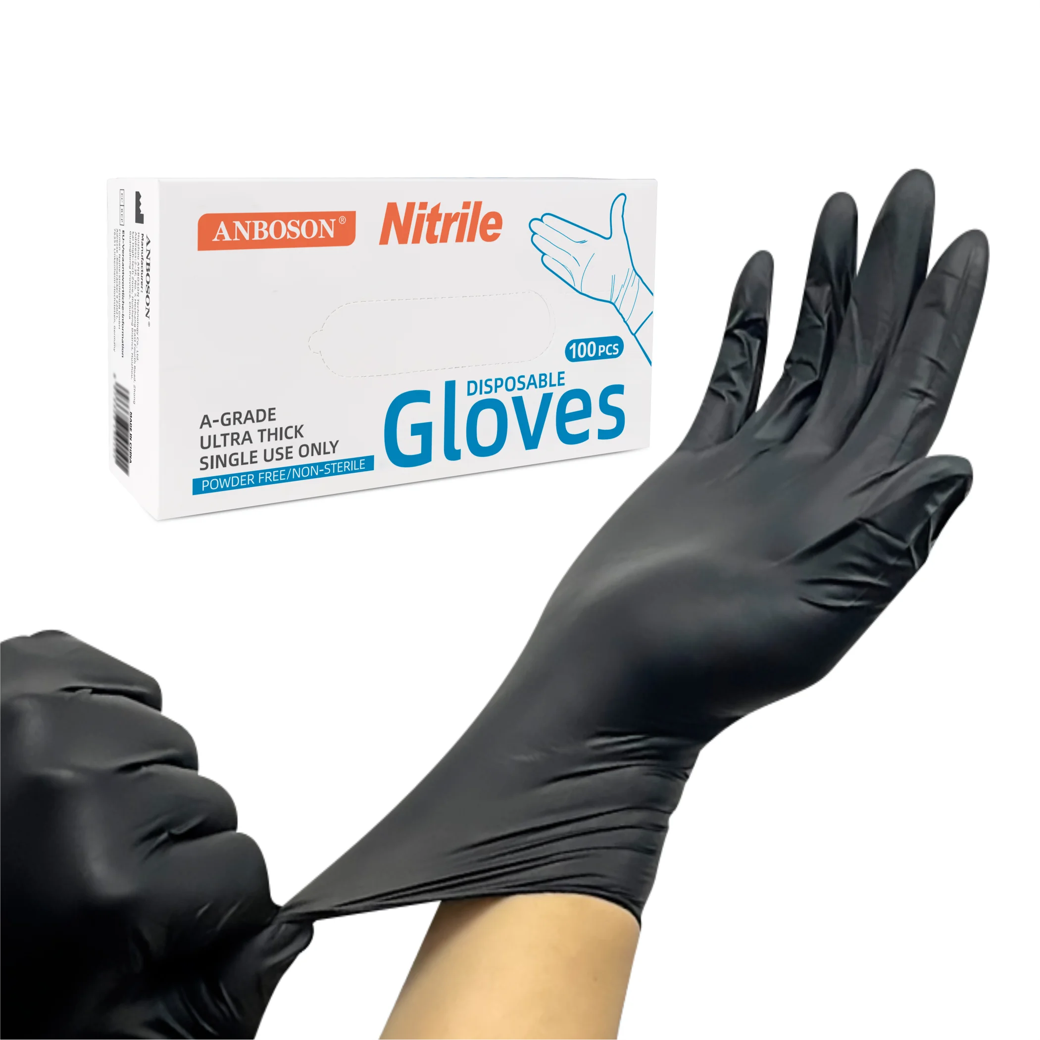 Одноразовые нитриловые 100 шт. Caja Negro Guantes De Examen Desechables Libres Latex Sin Polvo Limpieza Sanitarios Para