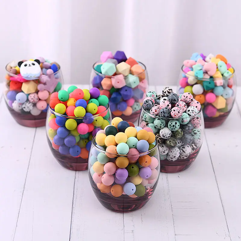 9MM  12MM 15MM 19MM Silicon Focal Beads Pacifier Chain Clips Chewing Dusty Rose Silicon Teething Beads For Baby
