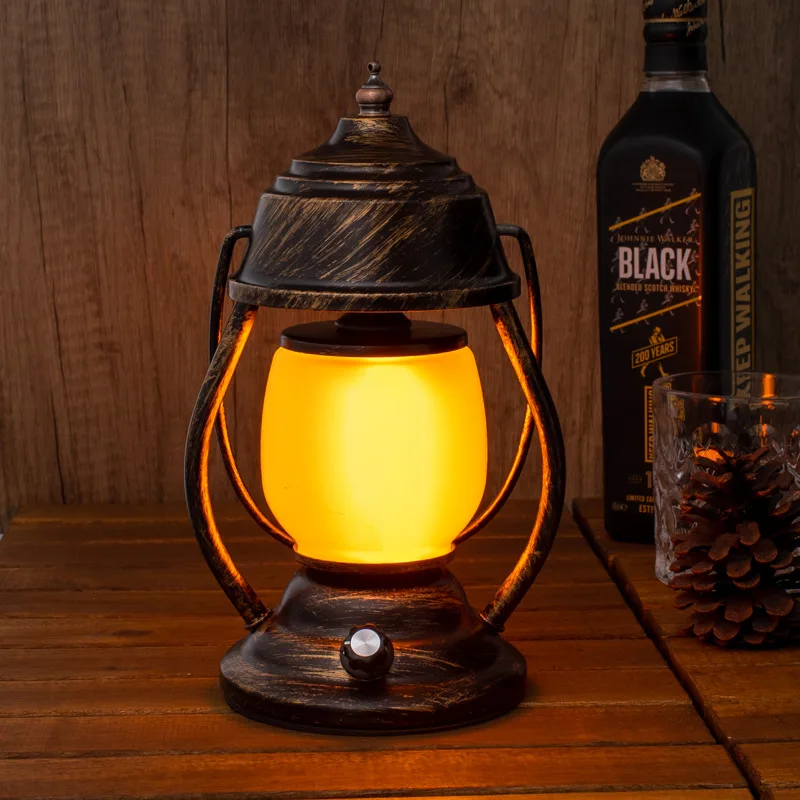 Vintage LED rechargeable horse lamp wrought iron bar bar decoration table lamp  creative small table lamp wholesale