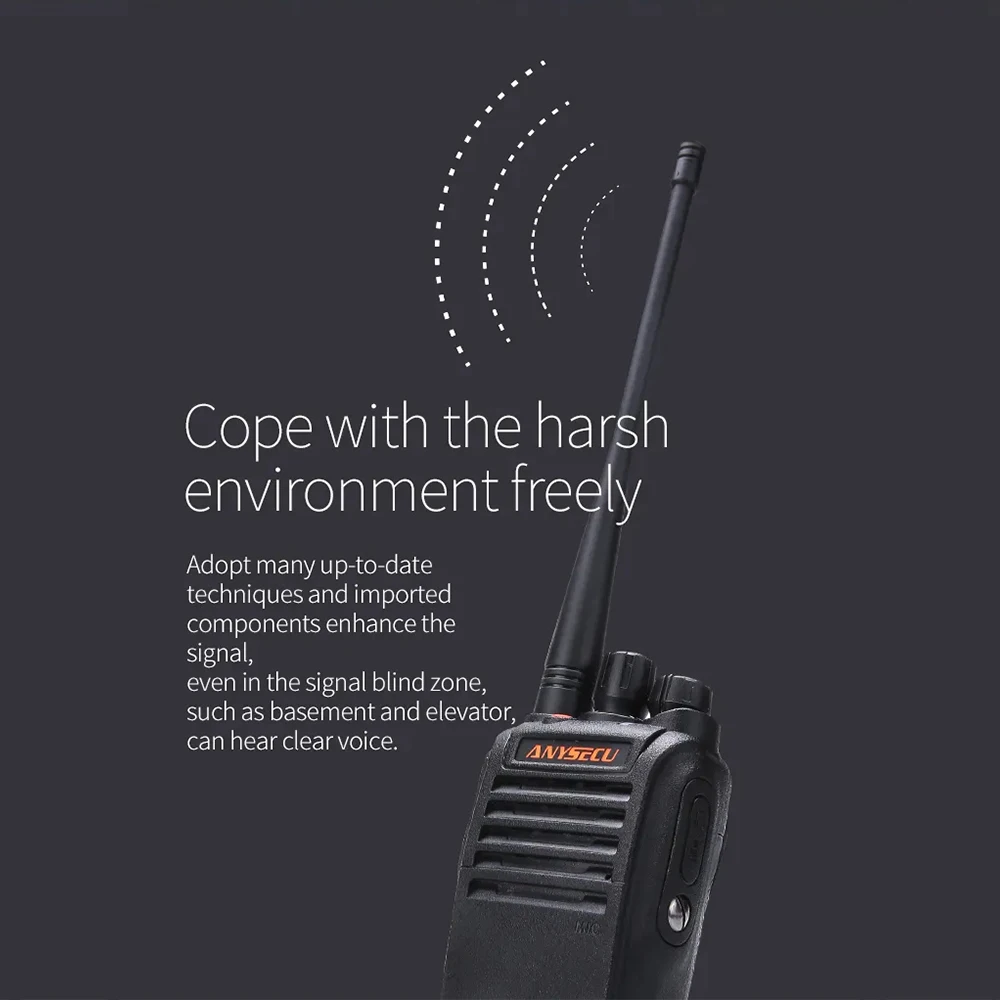 Anysecu IP67 Waterproof Analog Walkie Talkie WP-67 UHF 400-470MHz with Desktop Charger 16 Channels Water-proof WP67