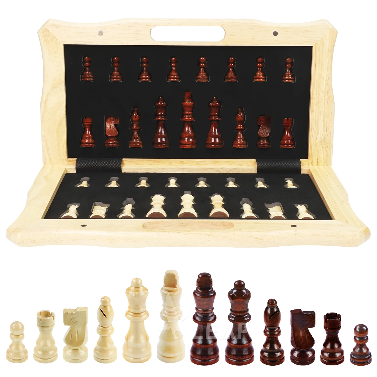 39.4cm 15.5inch Ebony Maple wooden tournament chess sets chessboard 3inch 34 chess pieces magnetic chess set wooden