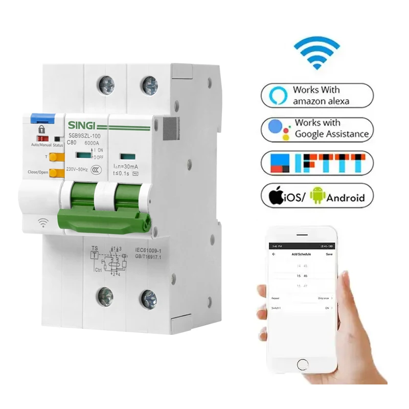 6KA wifi circuit breaker smart home tuya electrical with app control china manufacturer mcb  intelligent Bluetooth RCBO