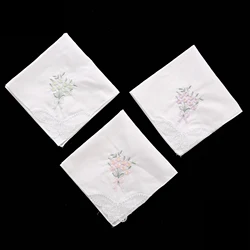 Lace embroidered cotton handkerchief high-grade pure cotton white handkerchief square towel