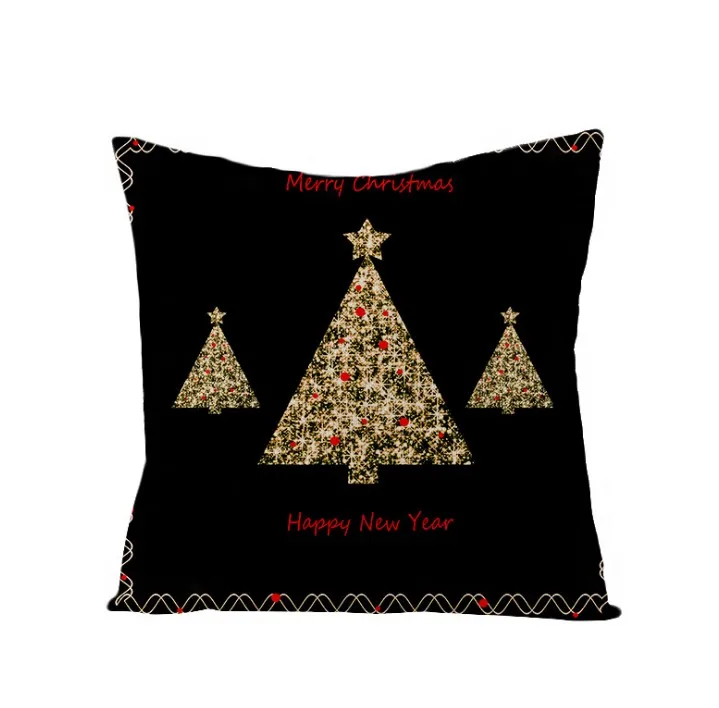 45*45cm Merry Christmas Letters Cushion Cover Black Snowflake Decorative Pillows Cover for Home Sofa Throw Pillowcase