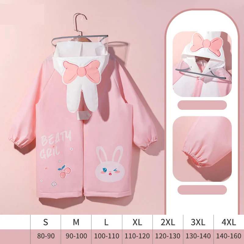 Cute cartoon indoor and outdoor waterproof rabbit poncho girls kindergarten large brim raincoat