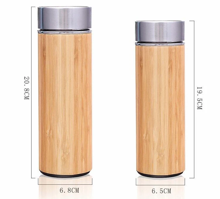 bamboo cup with tea filter Double wall vacuum bamboo tumbler cup