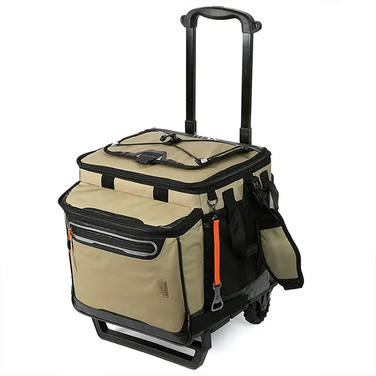Custom Foldable foldable grocery shopping bag with wheels Insulated cooler trolley bag