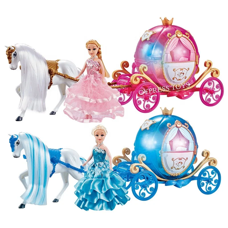Jouet Enfant New Product Fashion Beautiful Doll Set Horse Carriage Toys and