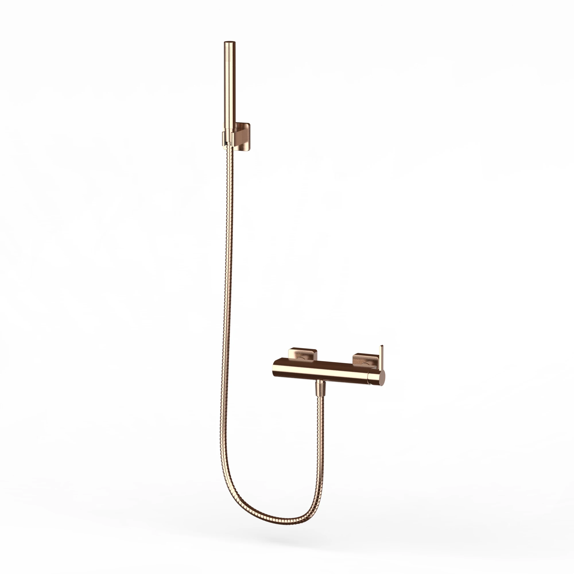 Brushed Rose Gold Wall mounted brass single handle shower faucet accessory in wall hand shower set