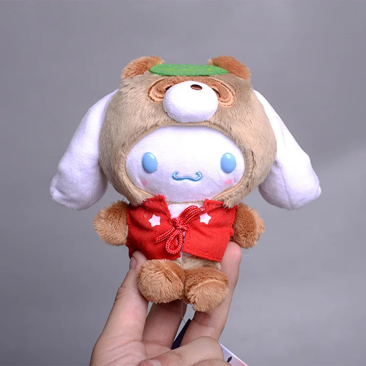 12cm Cartoon sanrio Plush Melody Cinnamoroll bag pendant keychain Animals Kuromi keychain Anime Soft keyring Plush Toys