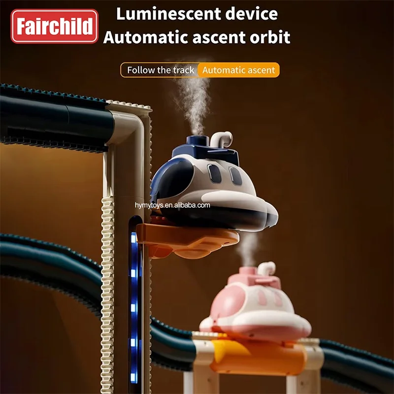 Electric Rail Track Car Toys For Kids Track Car Toys Slot Toys 30PCS Slot Set Electric Spray Spaceship With Light Track DIY