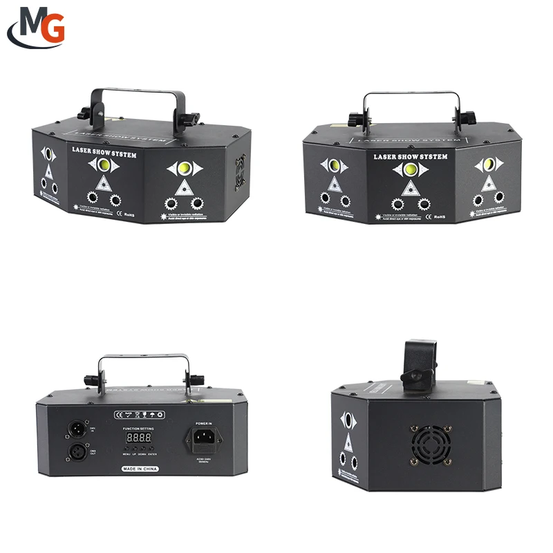 Disco Laser Light 9 Eye DJ Party Projector Laser Lights Voice Control LED Lazer Strobe For Sale Club
