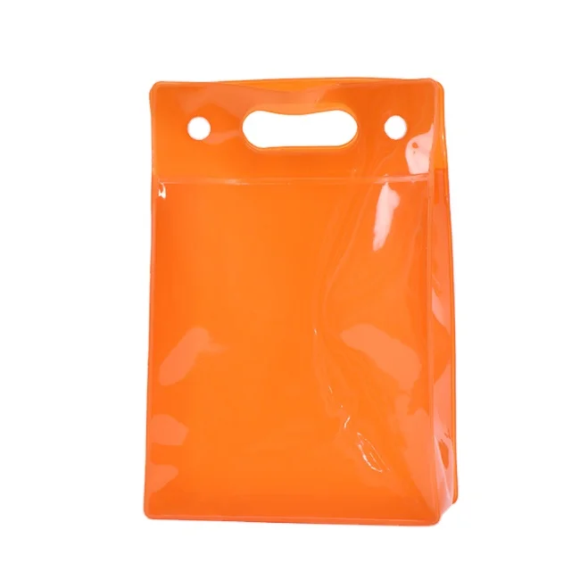 2024 New Trend Transparent PVC Clear Bag Cute Colorful Neon Pink Travel Wash Cosmetic Makeup Pouch with Button and Handle