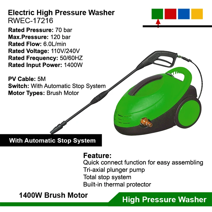 1400W Small Portable Electric Car Wash Spray Gun High Pressure Mini Auto Washing Pressure Gun Power Car Wash