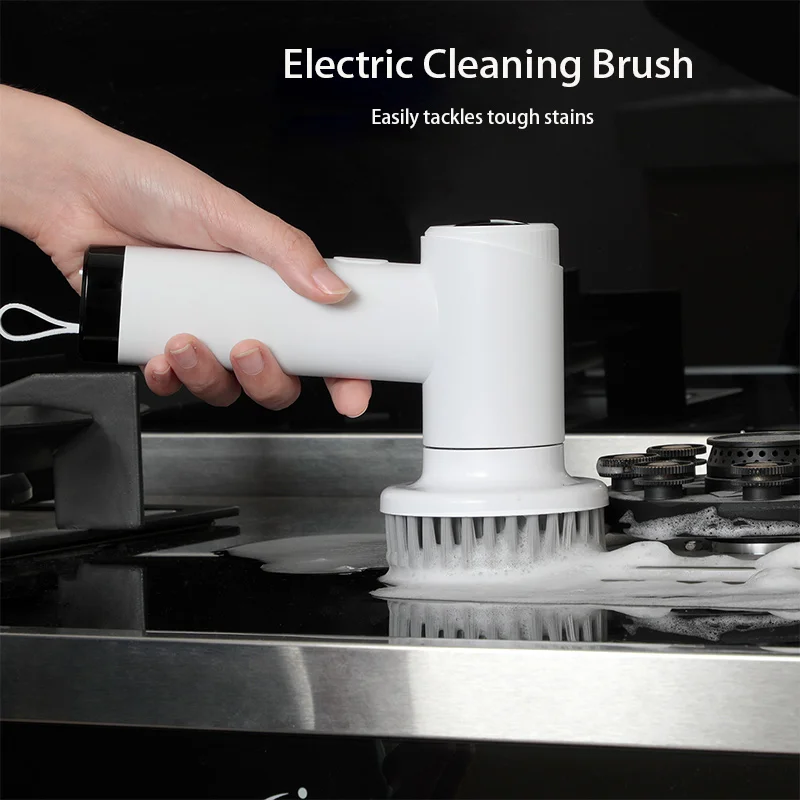 Household Handheld Electric Cleaning Brush 1200mAh High Rotate Speed Kitchen Dishes Pots USB Rechargeable Cleaning Brush