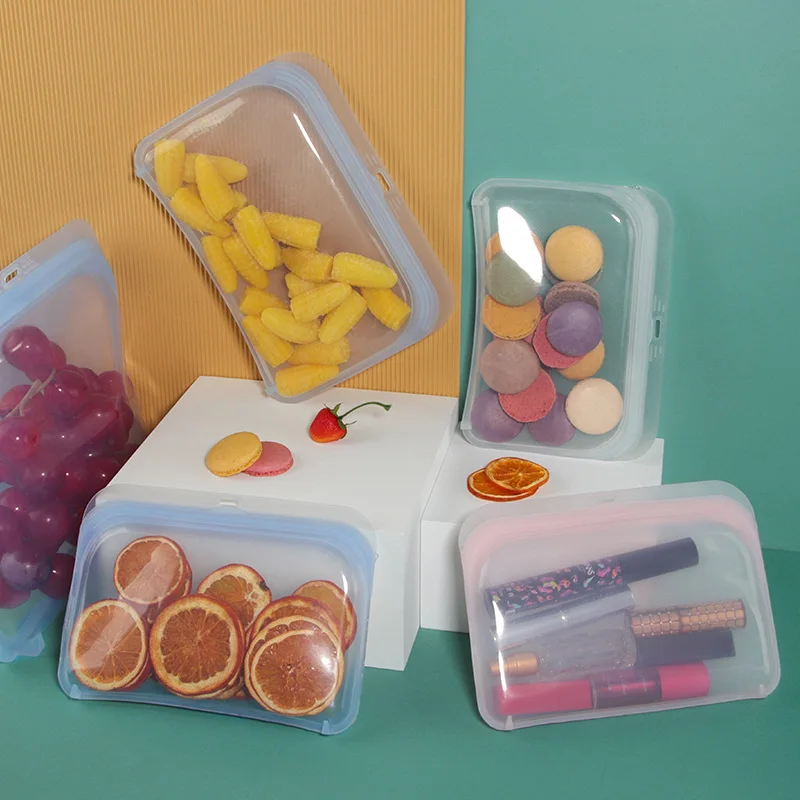 2022 Platinum Food Grade Self Seal Leakproof Reusable Silicone Food Storage Bags