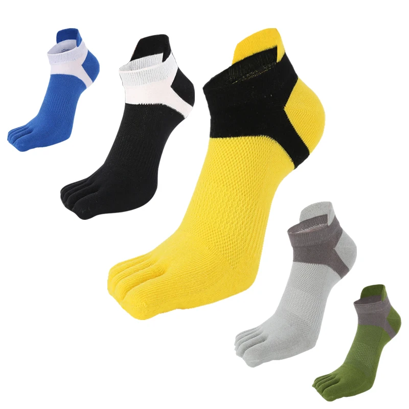 High quality cotton breathable mesh summer five fingers toe sock for men
