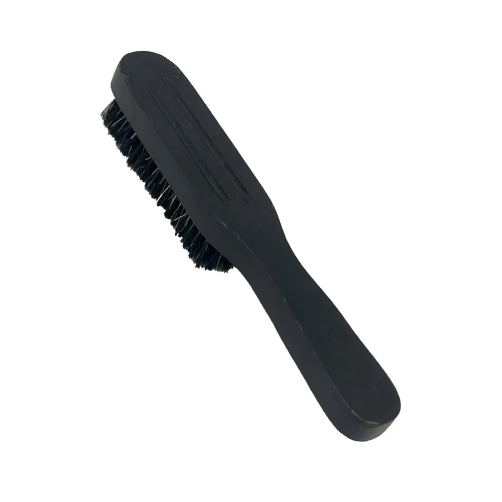 Mens bristle nylon beard brush long handle Black color one side comb daily clean beard styling brush