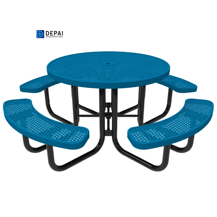 Round Shape Outdoor Furniture Powder Coated Picnic Tables with Low Price