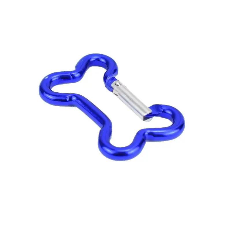 Factory Hot Sale Dog Bone Shaped  Aluminium Alloy Carabiner 50mm Spring Hooks Colorful Carabiner For key