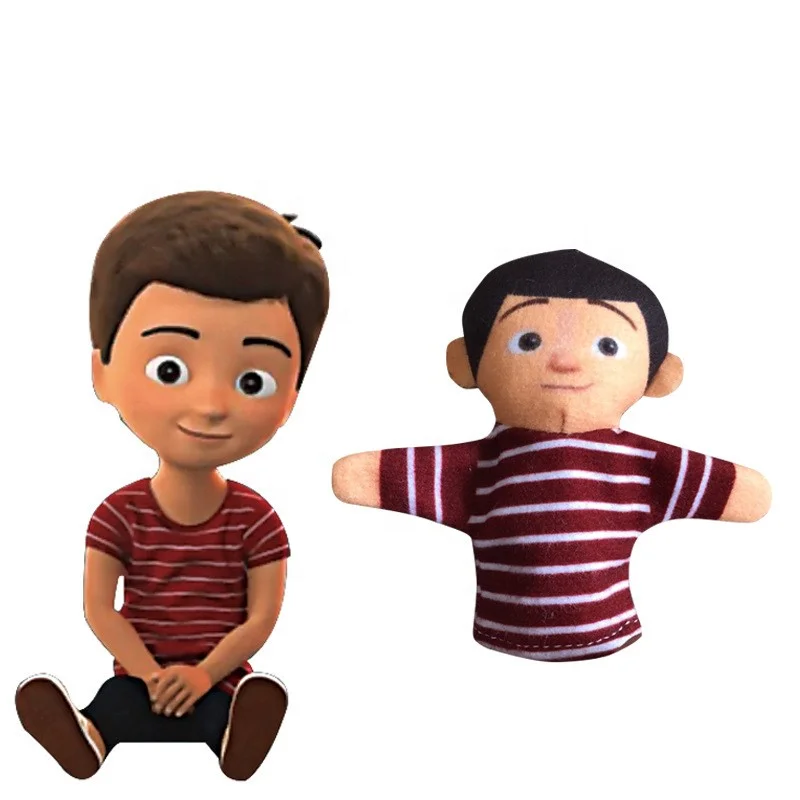 Factory Custom OEM 9cm Kids Educational Toys Hand Puppet Family Mother Father Characters Plush Finger Puppet Human Puppet