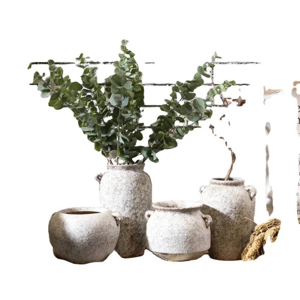 Матовая керамическая керамика в скандинавском стиле домашнее настольное украшение ретро глиняная ваза для цветов Терракотовая