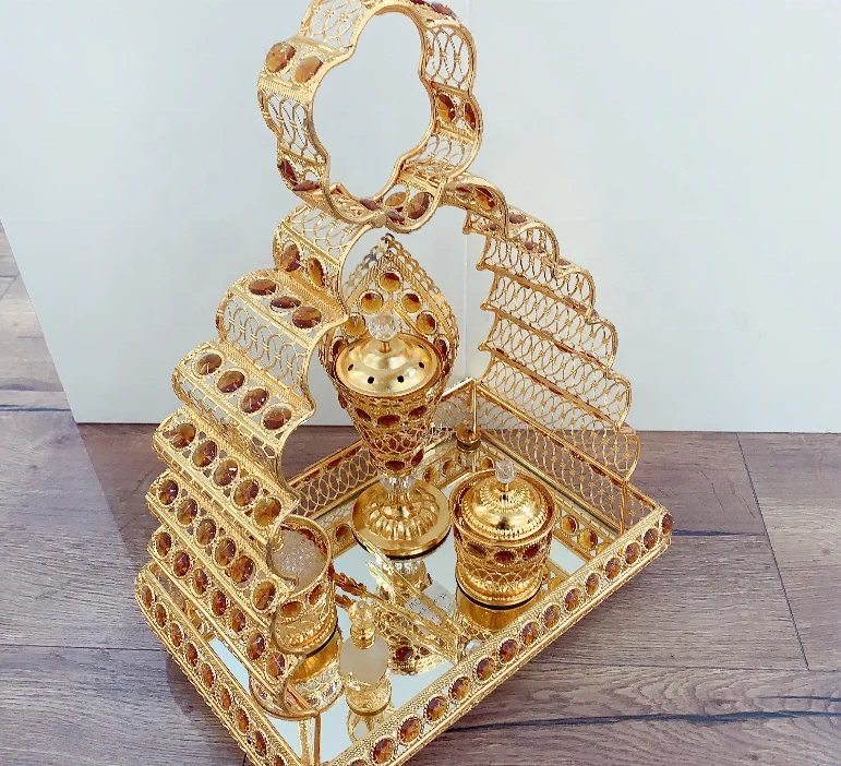 Incense Sticks sets Bukhoor High Crafted Style With Crystals Tray With ornaments