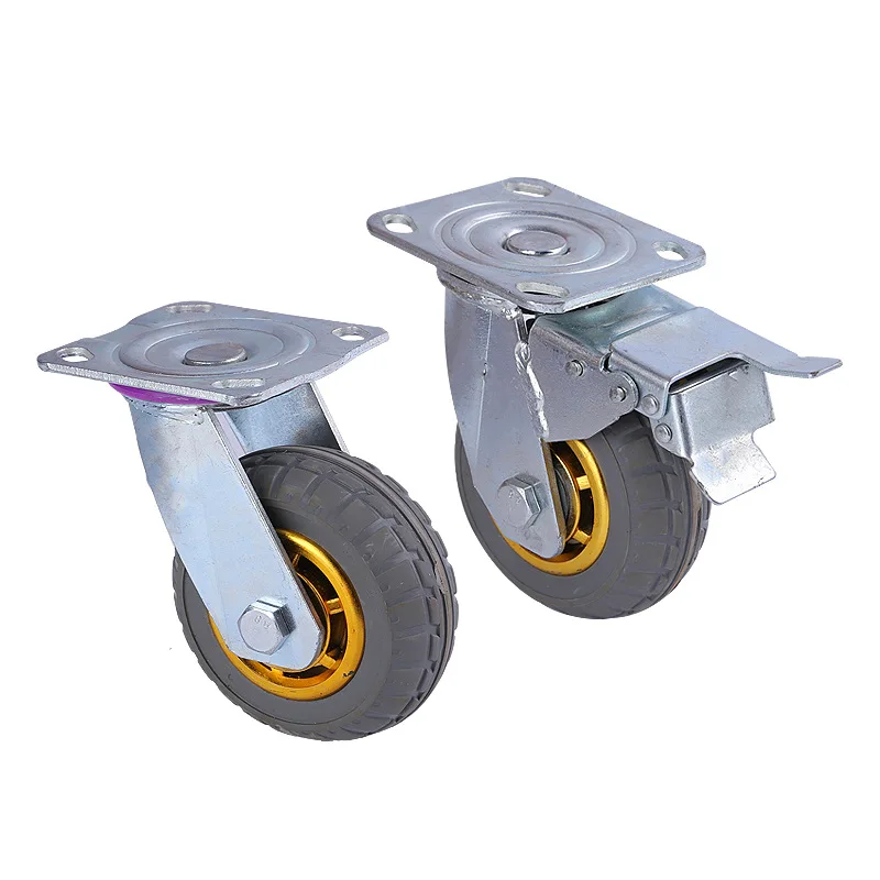 4/5/6/8 inch Solid Rubber caster Trolley Rubber Scaffold Caster Wheels Industrial casters