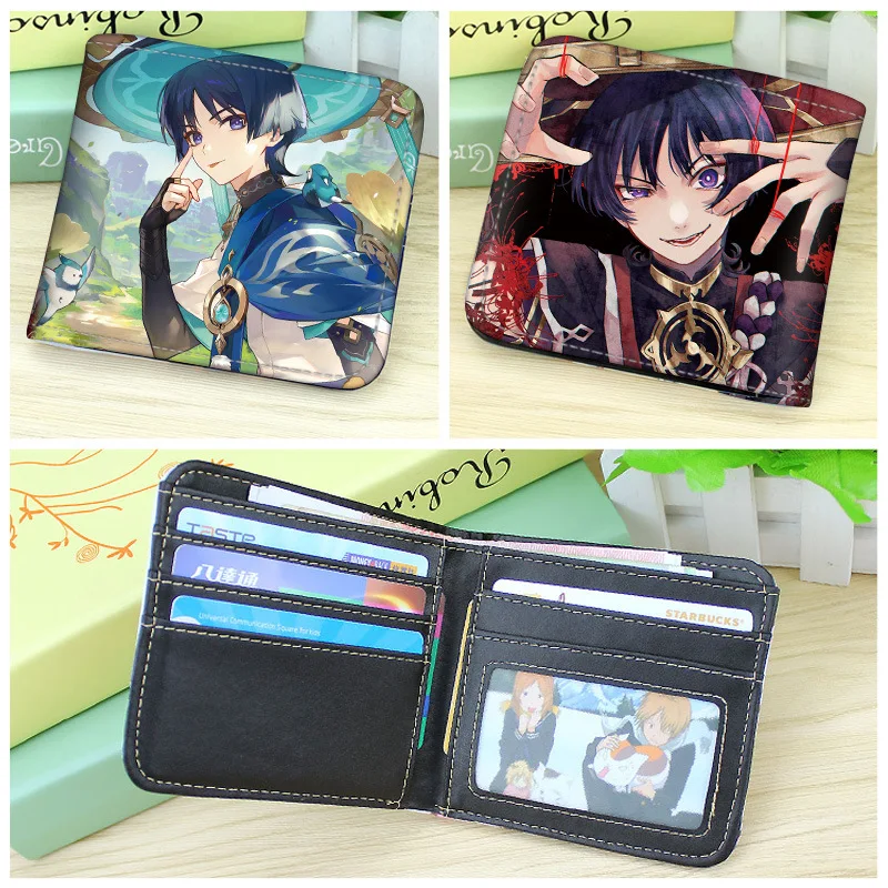 Anime Cartoon Anime Zhongli Barbatos Game Short Coin Purse Genshin Impact Wallet