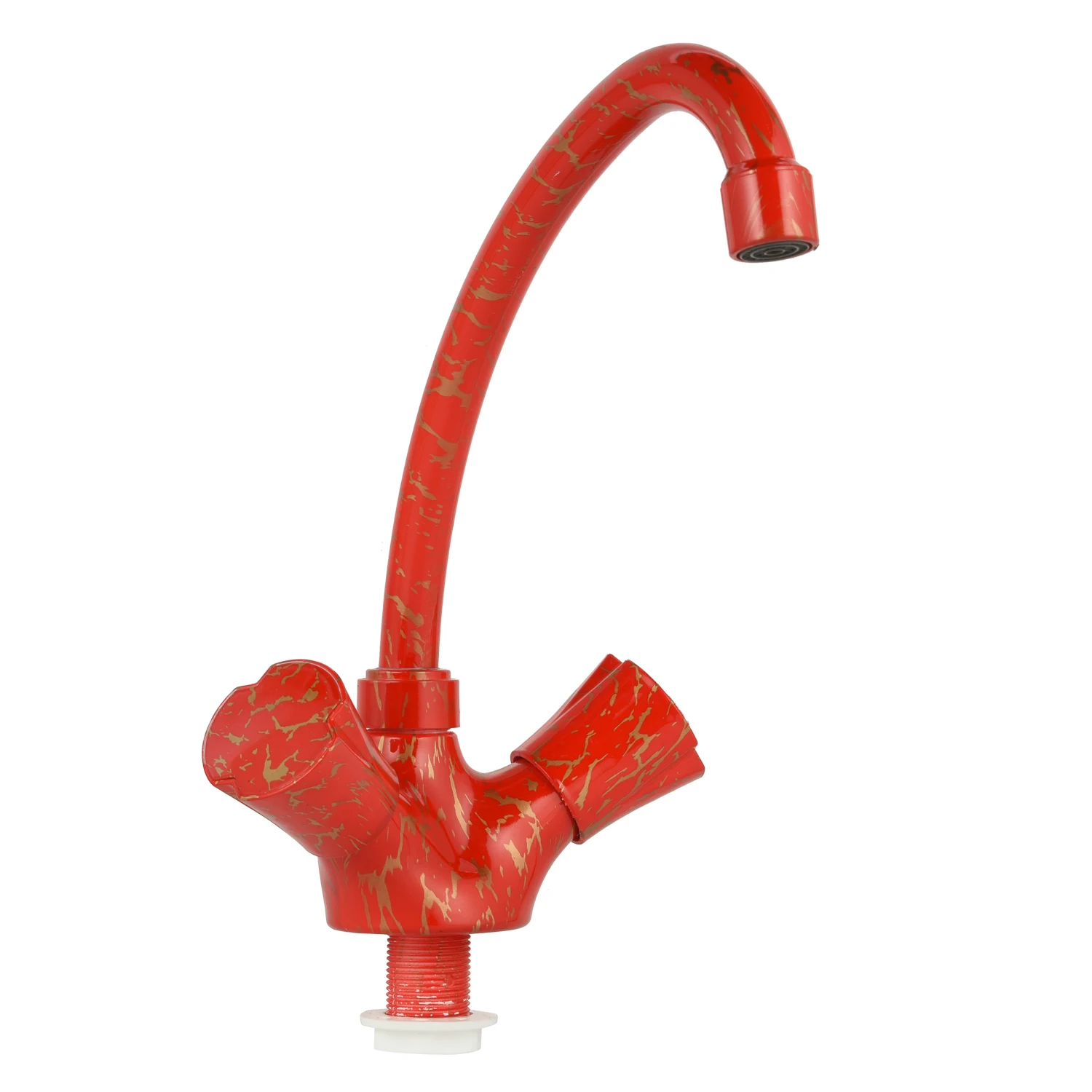 ABS printing red single hole sink hot and cold double handle faucet mixer