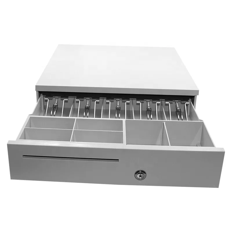 Strong 405 Metal Cash Drawer in White and Black  POS Cash Box for Cash Register POS