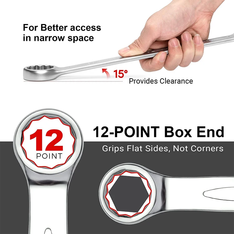 factory wholesale 40 cr-v hardware tools high quality double open combination spanner wrench combination ratchet wrench set