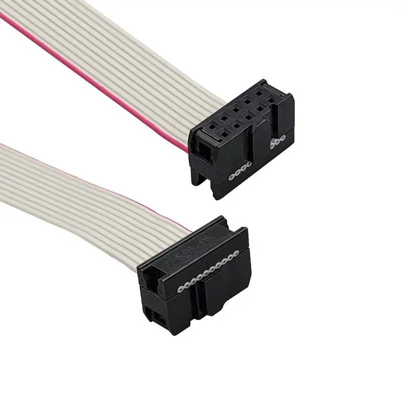10 pin 2.54mm pitch 26 awg idc flat ribbon cable assembly female terminal housing connector