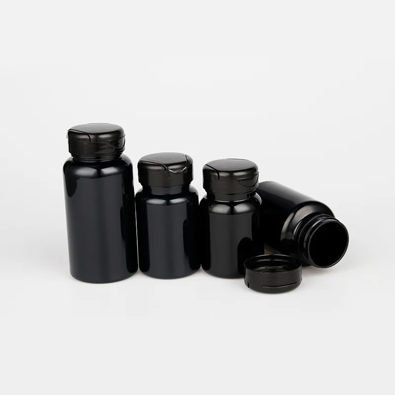 Custom Plastic 120ml 150ml Black Candy Medical Plastic Vitamin Pill Capsule Bottles Medicine