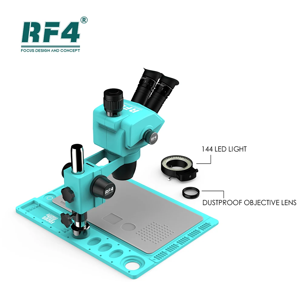 RF4 RF-6565PROD2 Continuous Zoom Trinocular Microscope WF10X23 Wide-angle eyepiece with Upgrade 0.5xCTV Dustproof microscope