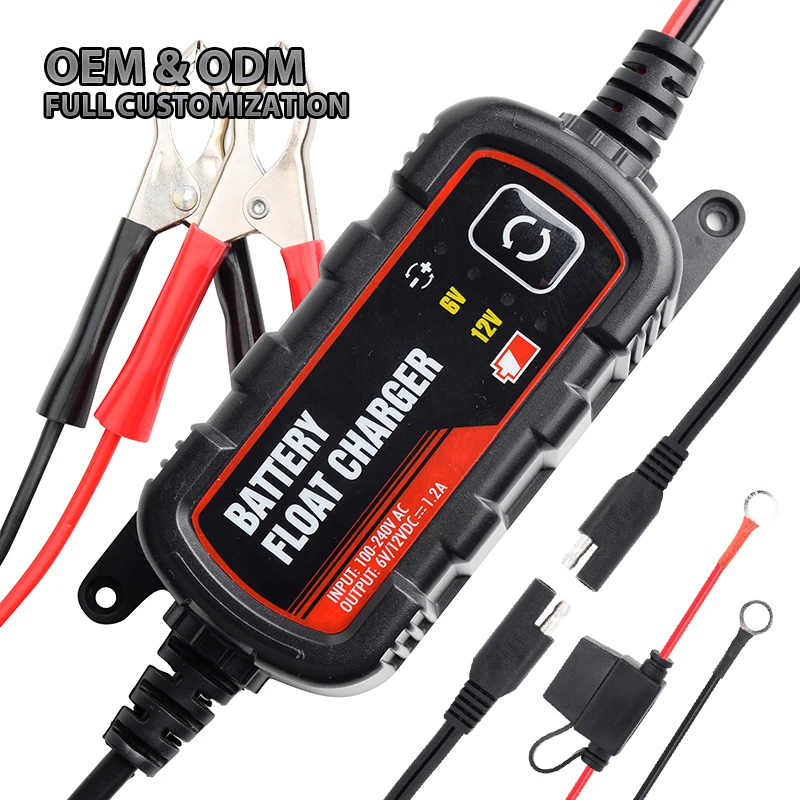 6V/12V Smart Battery Charger, 1.2A/1.5A, Trickle Charger, for Car, Motorcycle, Truck, RV, Boat, Car Charger