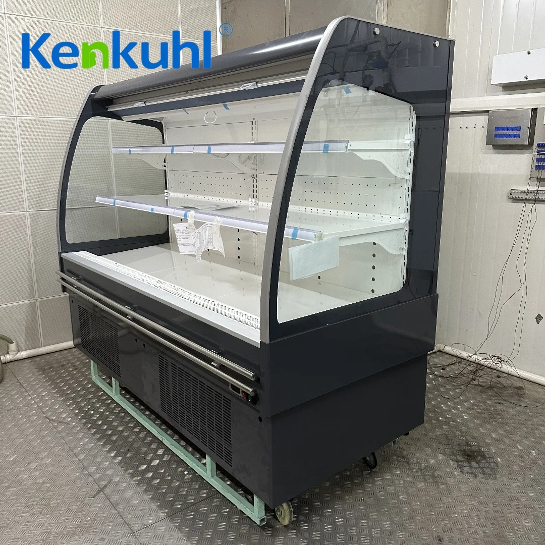 Kenkuhl remote semi vertical multideck display open drinks fruit milk cake food grocery showcase chiller supermarket