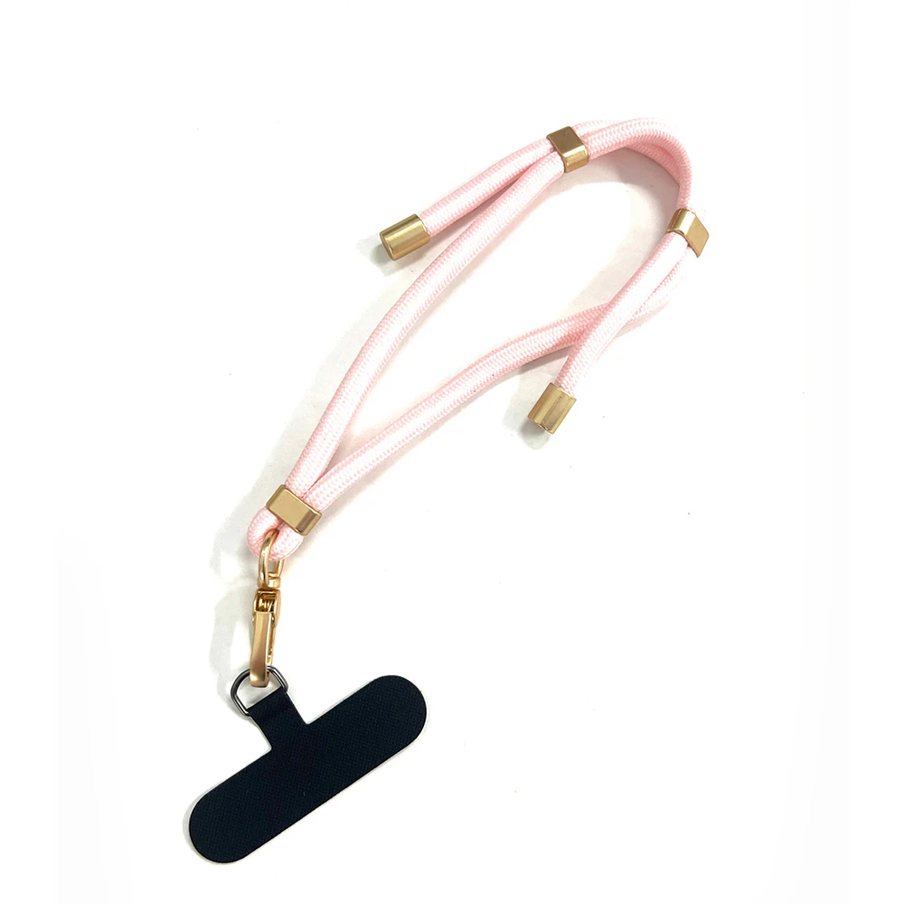 Factory Cheap Phone Lanyard Short Wrist Band Nylon Cotton Round Rope with Golden Accessories Available in Multiple Colors