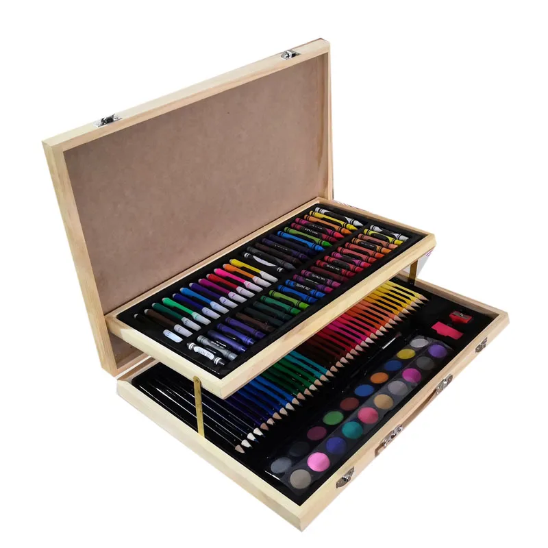 wooden wood 108PCS 108 pcs school art drawing stationery coloring set for kid