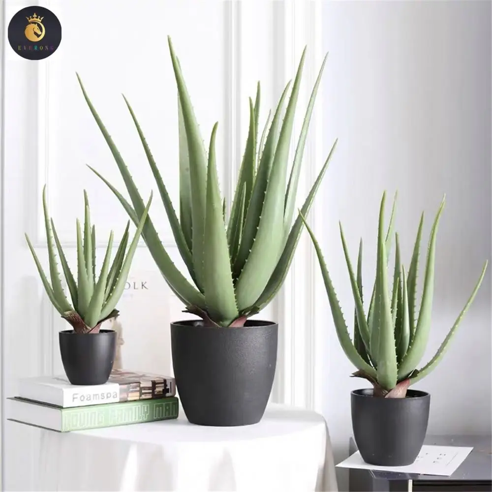 Wholesale high quality real touch artificial potted aloe vera plants  aloe home decor with pot