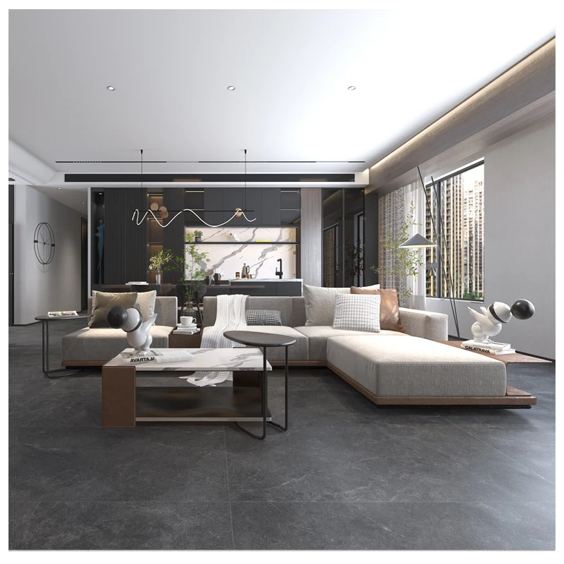 2022  Industrial-style Dark Grey  Matte Finished Solid  Building Material Exterior Tiling Tiles For Floor