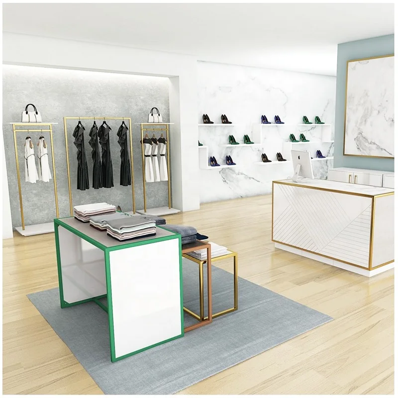 Boutique Clothing Shop Design Steel Garment Rack Clothes Display Stand for Shop