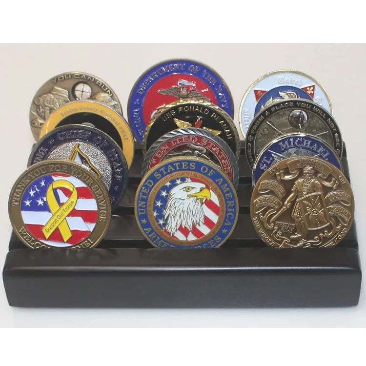 
Custom modern natural rectangle challenge coin display stand display stand military coin rack product display stand 