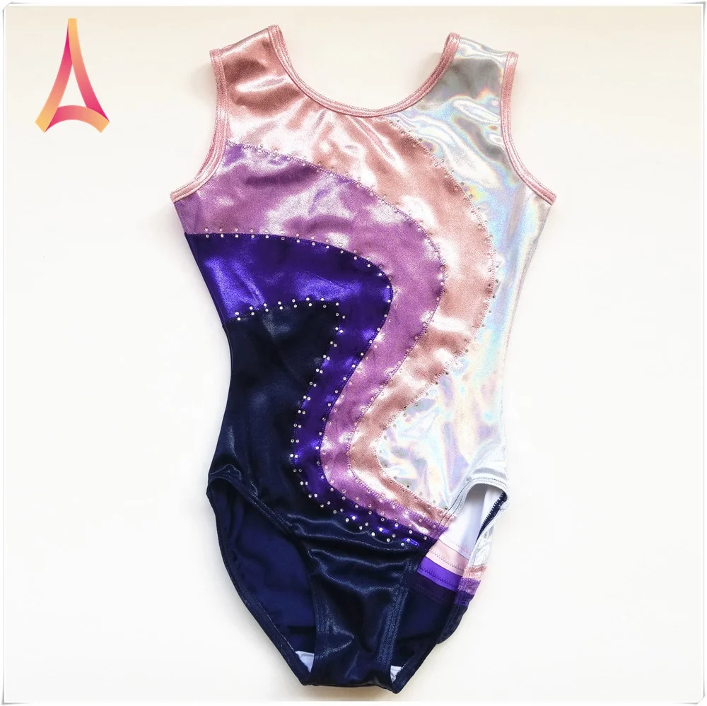 Оптовая продажа, блестящий Профессиональный Цельный купальник из лайкры для маленькой девочки для художественной гимнастики