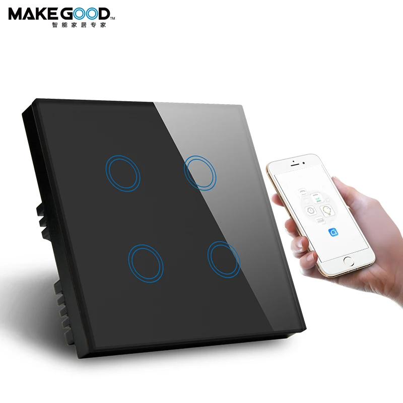 Makegood 4gang blue tooth controller switch Alexa voice control smart home system full automatic tuya smart light switch