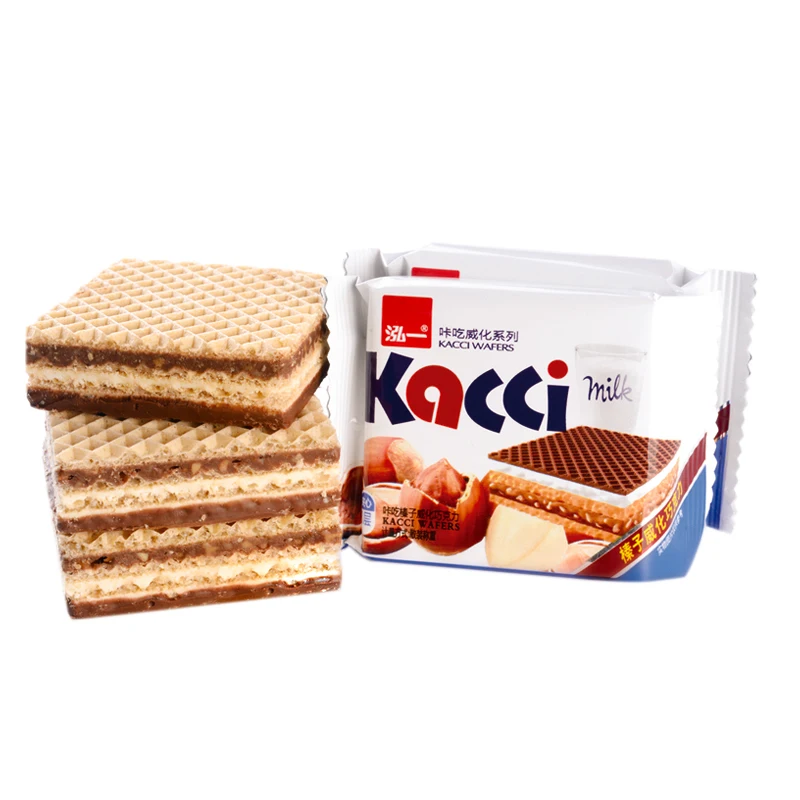 
Chocolate Sandwich Wafer Biscuit with Cream Filling and Nuts 