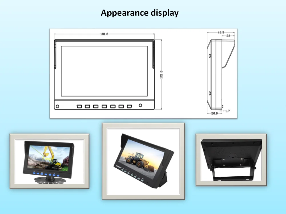 7inch Monitor and Camera Made for Commercial Machinery and Equipment