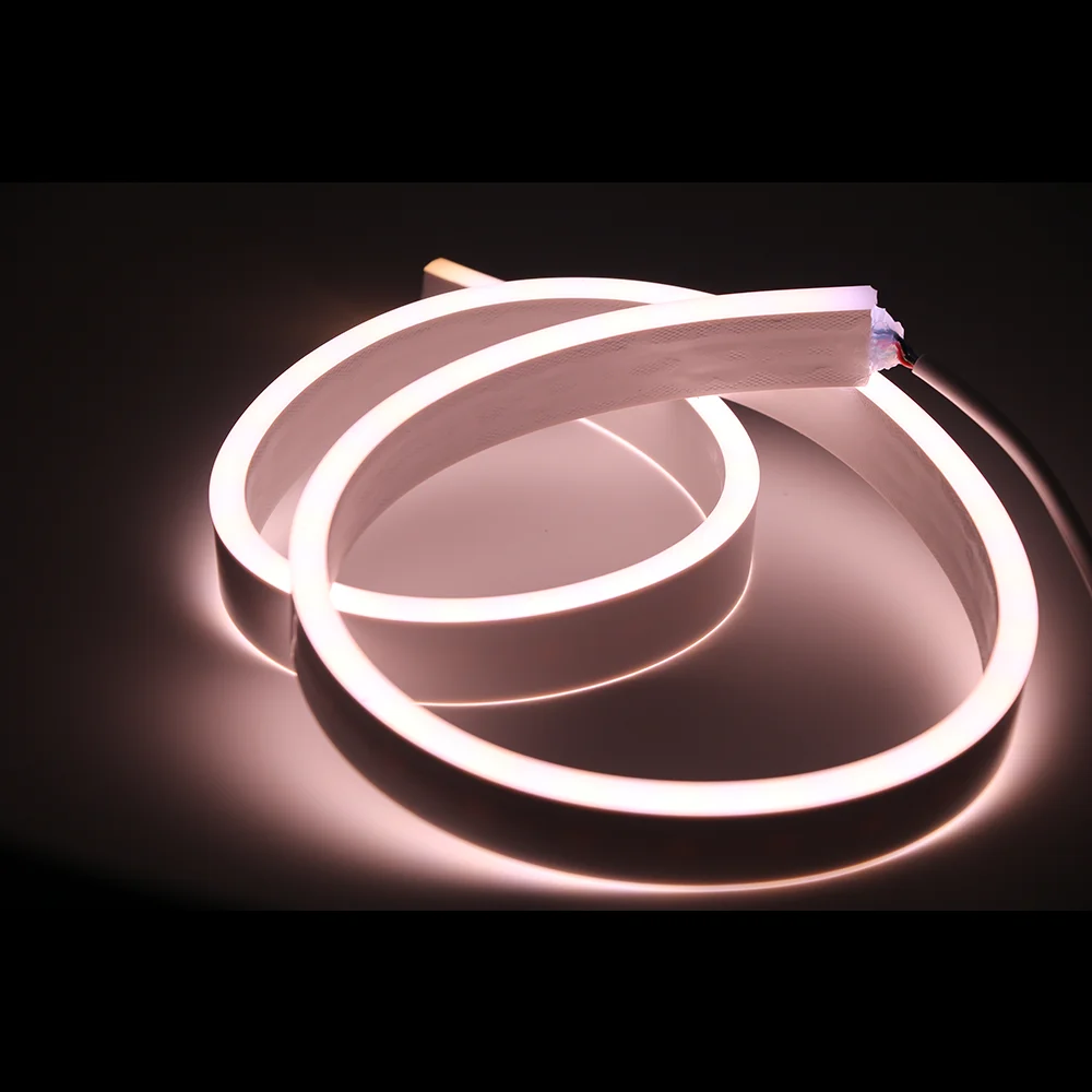 Dual Side Emitting 12v 24v IP65 2835 5050 RGB Custom Car Pool Decoration Flexible Pure Silicone 1cm cut 10mm Neon Strip LED