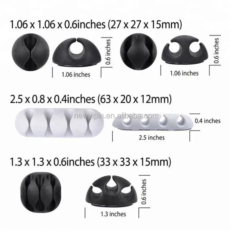 Desktop Lines Wire TPR Cable Clip Multi-Purpose Cable Clips Set Slot Cable Holder Organizer  T1518