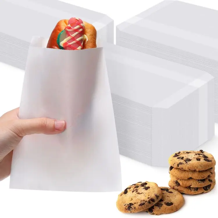 Customized Additions Bread Dessert Snack Bakery Kraft Treat Pocket Sandwich Fast Food Greaseproof Flat Paper Bags